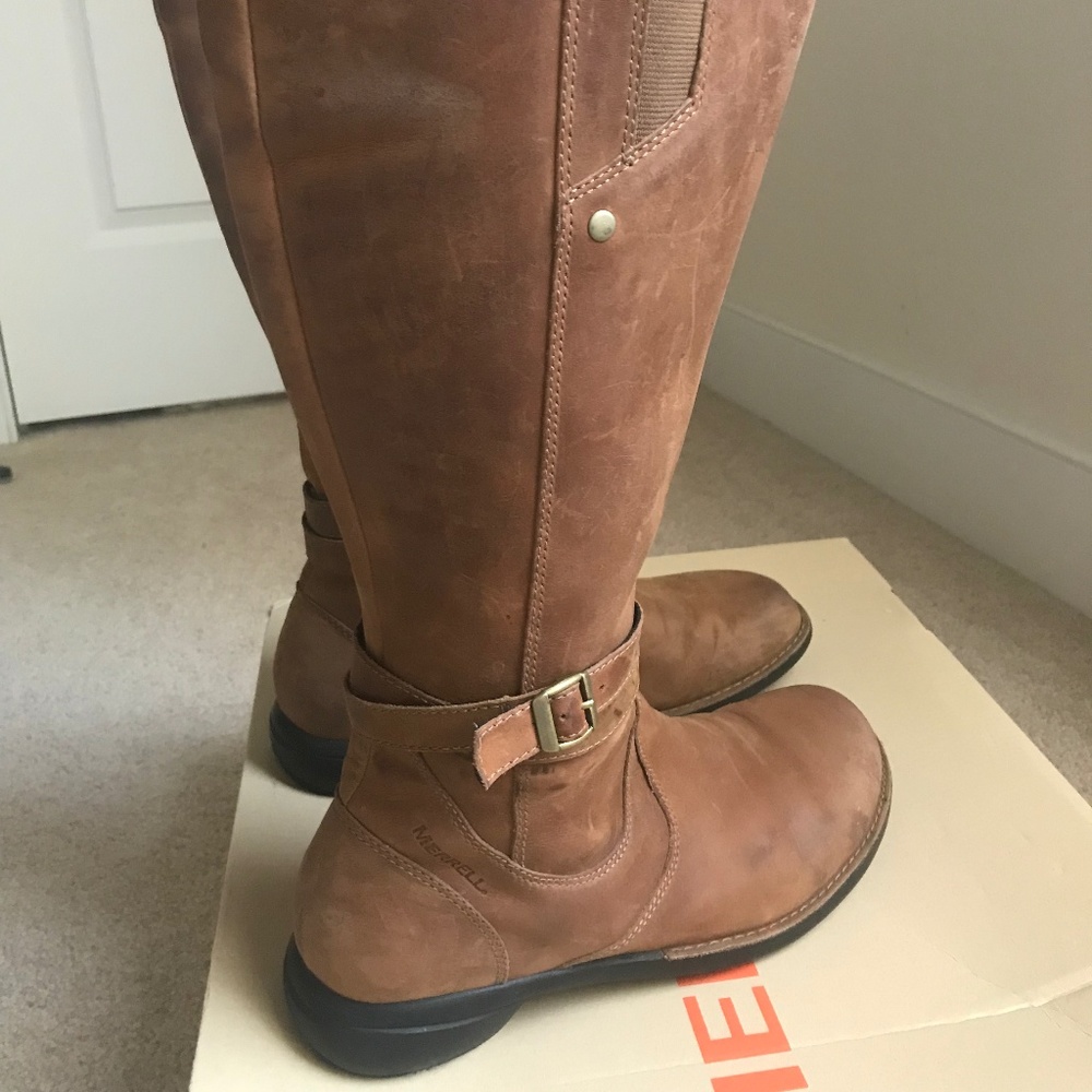 Merrell Tetra Strap Waterproof Chestnut Boots Sz 9